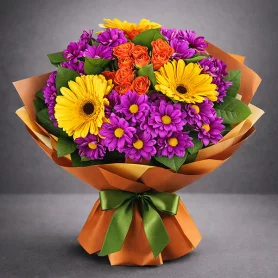 Свидание в Рио – букет из хризантем и гербер